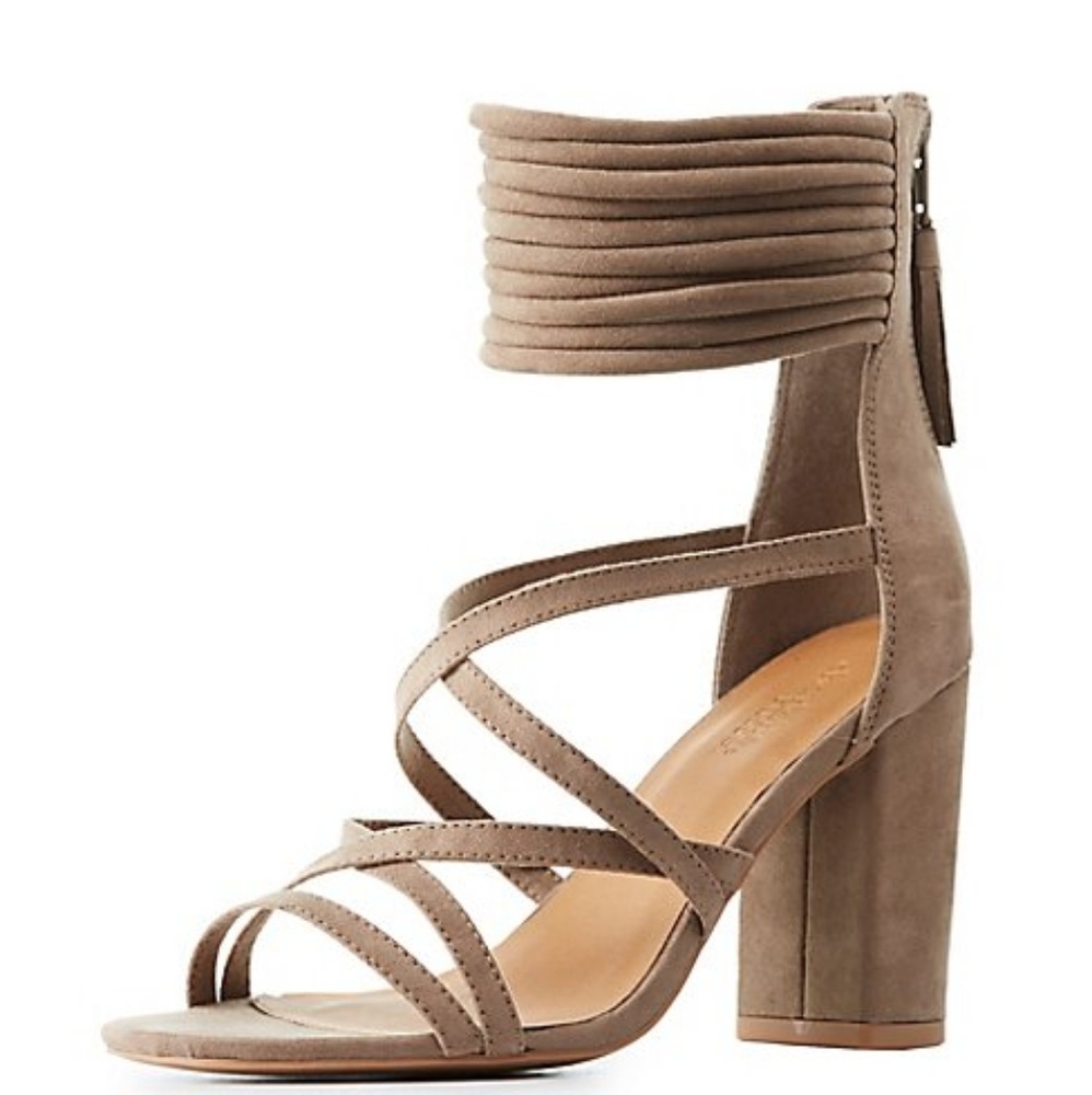 Charlotte Ruse Taupe Strappy Heels
